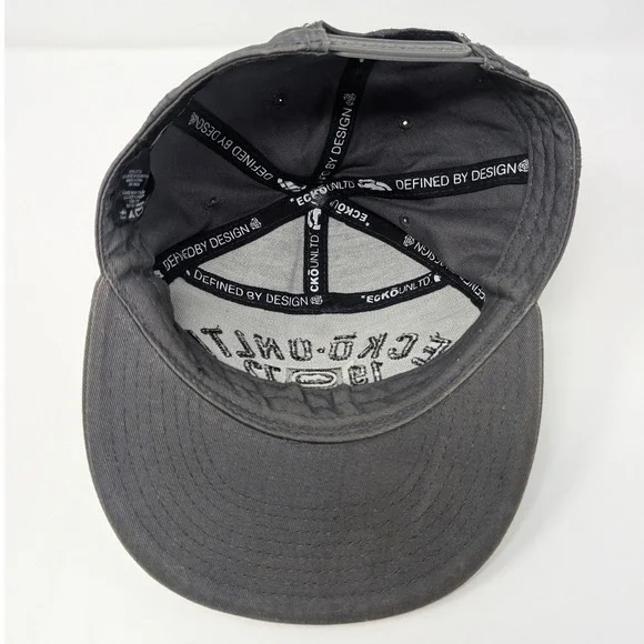 Ecko Unltd Gray Flat Brim Snapback Hat Y2K Vintage Rhino Logo 1972 - Picture 11 of 16